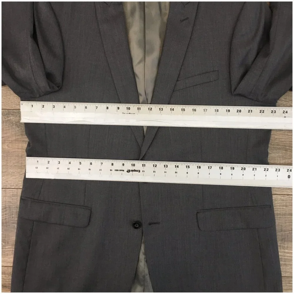 Calvin Klein Mens Blazer Sport Coat Two Button Wool Jacket 46L Slim Casual Suits